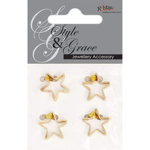 CHARM HOLLOW STAR 18MM 4PC GOLD SG