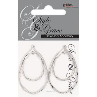 DBLE TEARDROP EARRING 50MM 2PC SILV SG