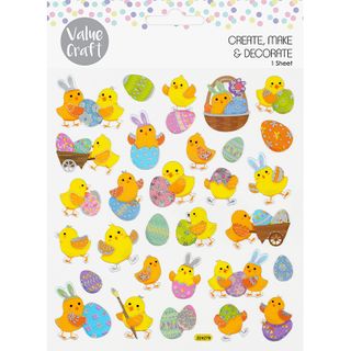 EASTER FOIL STICKERS CHICKS EGGS 1PC