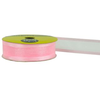 RIB 22MM SATIN EDGE SHEER BABY PINK 5MTR