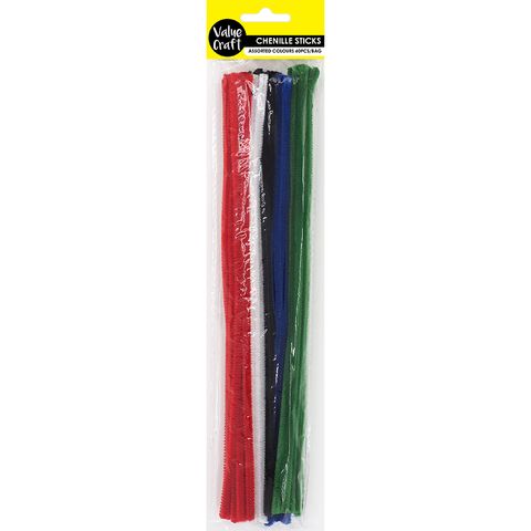 Chenille Sticks 6Mm Primary Colours 60Pc