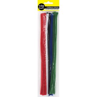 Chenille Sticks 6Mm Primary Colours 60Pc