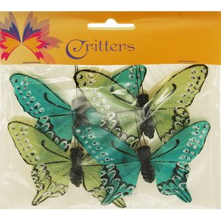 Butterfly 9.5x7cm Bright Green Blue 4Pcs