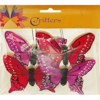 Butterfly 9.5x7cm Bright Pink Purple 4Pc