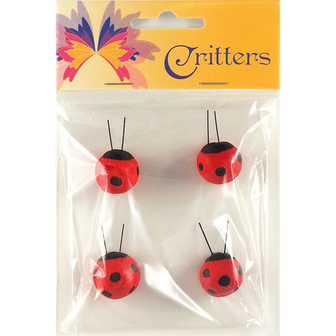 Craft Ladybirds 2X2Cm Red 4Pc