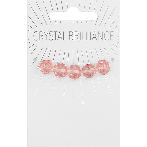 Crystal Round Faceted 9Mm Pink
