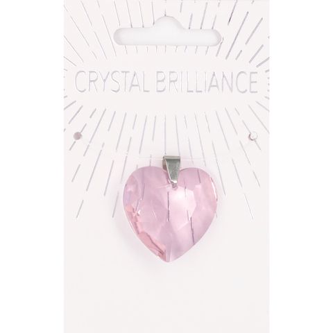 Chinese Crystal Pendant Heart 28mm Pink