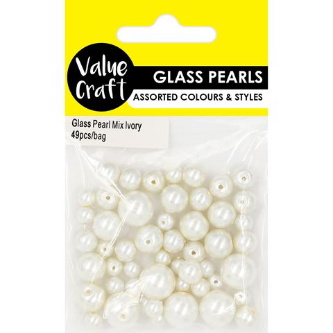 PEARL GLASS BEAD MIX IVORY 49PCS