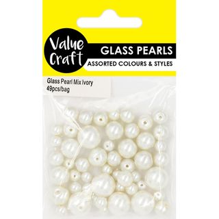 BEAD GLASS PEARL MIX IVORY 49PCS