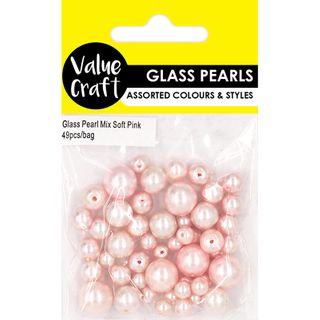 PEARL GLASS BEAD MIX SOFT PINK 49PCS