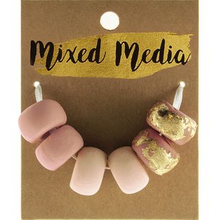 Clay Beads Metal Blush Rose Gold 6Pcs