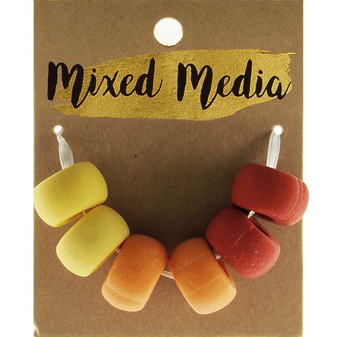 Yellow Orange Red Clay Bead 6 Pc 12x20mm