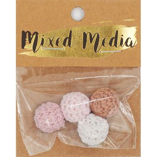 MM KNITTED BEAD 16mm PINKS 4pc