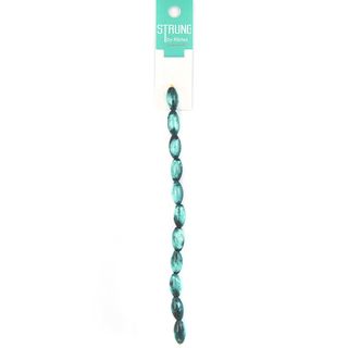 Strung Marbled Oblong 15Mm Blue 11Pc