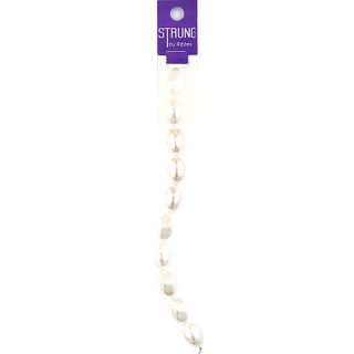 Strung Pearl Dimpled Oblong 18mm White