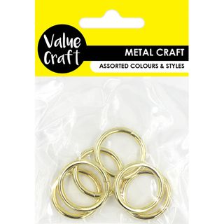 RINGS 25MM METAL GOLD 6PC