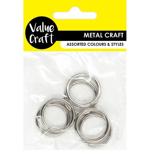 RINGS 25MM METAL SILVER 6PC