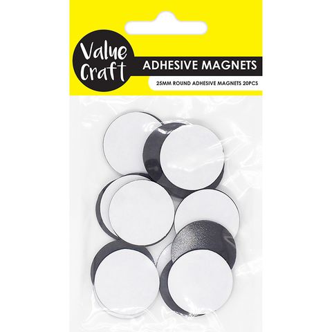 ADHESIVE MAGNETS ROUND 25MM 20PCS