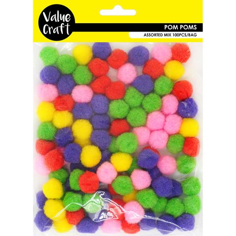 POM POMS 20MM MIXED 100 PCS