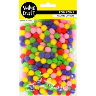 CRAFT POM POM 6MM MIXED 300 PCS