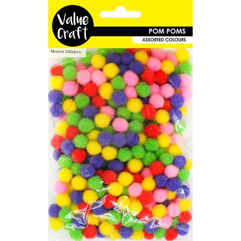 CRAFT POM POM 6MM MIXED 300 PCS