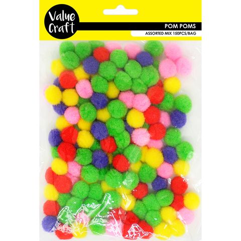 POM POMS 15MM MIXED 150 PCS