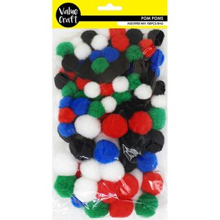 CRAFT POM POM ASST MIX 100PCS