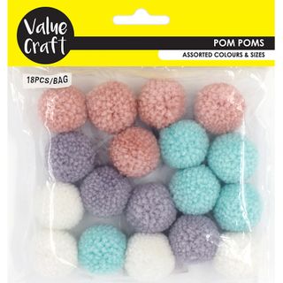 POM POMS PASTEL YARN18PCS