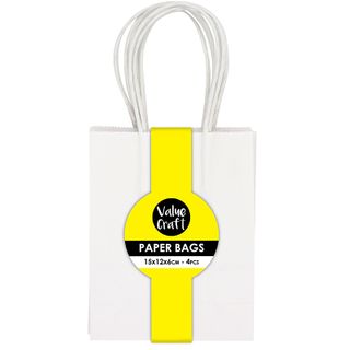 MINI PAPER BAGS 15x12CM WHITE 4PCS