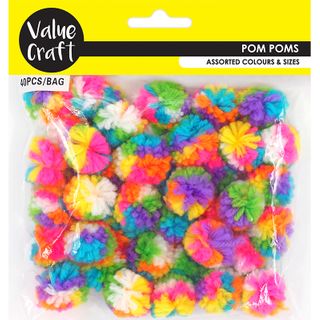 POM POMS MULTI FLURO YARN 40PCS