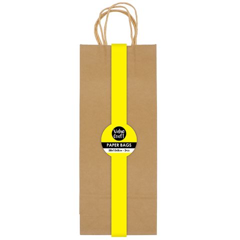 BOTTLE PAPER BAGS 38x15CM NATURAL 2PCS