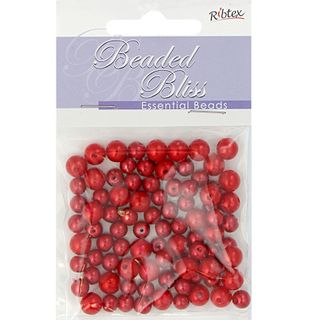 Bead Plastic Pearl 4-6mm Red 15G