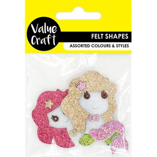 FELT SHAPE W GLITTER MERMAID 2PC