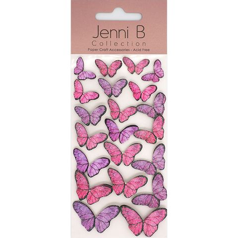 JB STICKERS BUTTERFLY SPARKLE PRPL 20PC