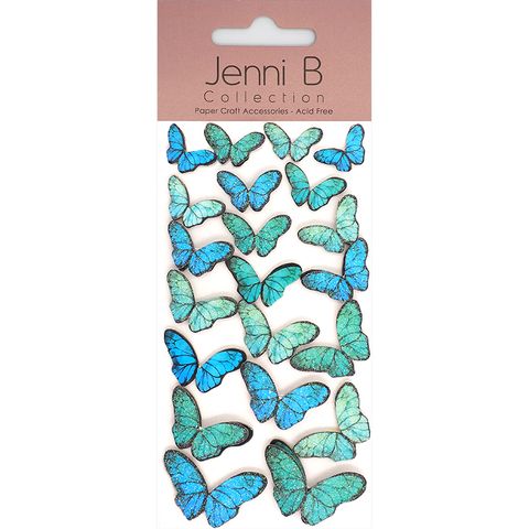 JB STICKERS BUTTERFLY SPARKLE BLU 20PC