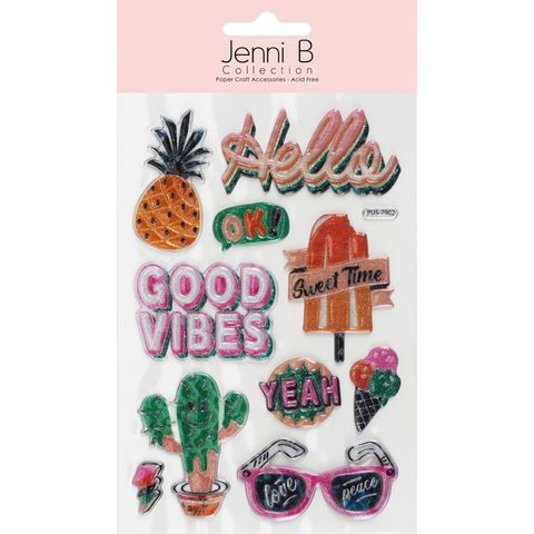 JB GLITTER TEEN STICKERS GOOD VIBES