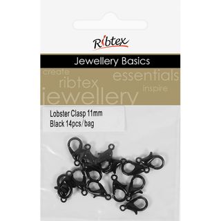 Clasp Lobster 11mm Black 14Pcs