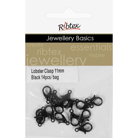 Clasp Lobster 11mm Black 14Pcs
