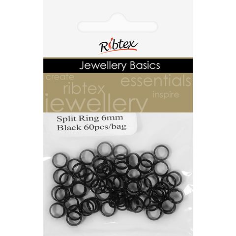 Split Rings 6mm Black 60Pcs