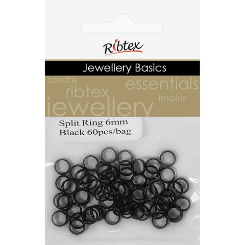 Split Rings 6mm Black 60Pcs