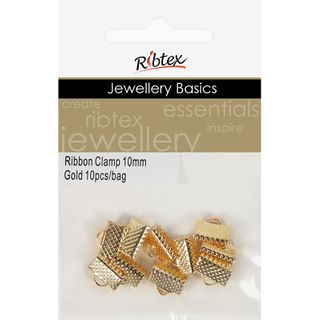 Jf Acc Ribbon Clamp 10Mm Gold 10Pcs