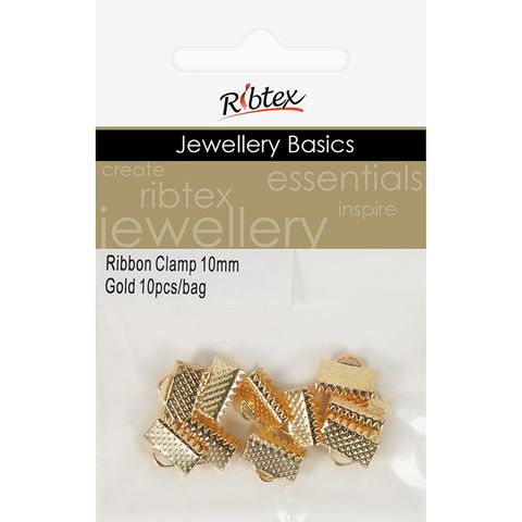 Jf Acc Ribbon Clamp 10Mm Gold 10Pcs