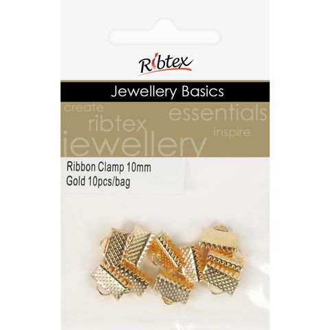 Jf Acc Ribbon Clamp 10Mm Gold 10Pcs