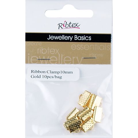 Jf Acc Ribbon Clamp 10Mm Gold 10Pcs