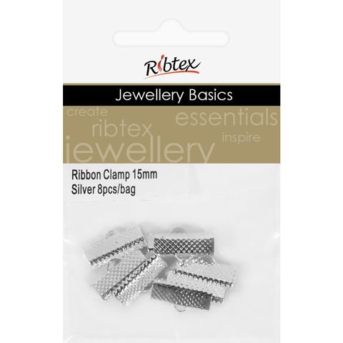 Jf Acc Ribbon Clamp 15Mm Silver 8Pcs