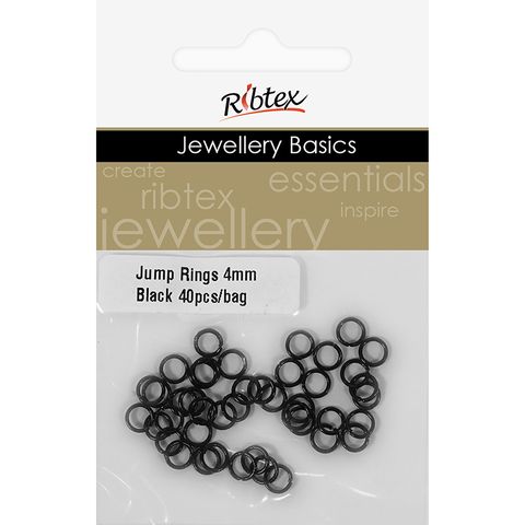 Jump Rings 4mm Black 40Pcs