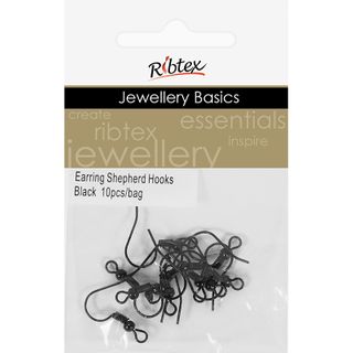 Earring Shepherd Hooks Black 10Pcs