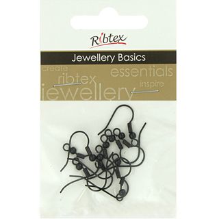 Earring Shepherd Hooks Black 10Pcs