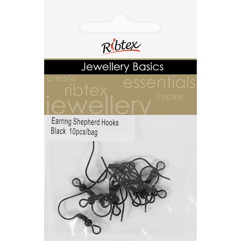 Earring Shepherd Hooks Black 10Pcs