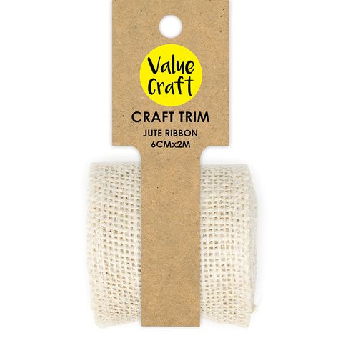 RIBBON JUTE BEIGE 60MM X 2M